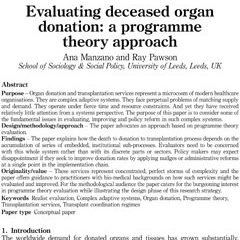 Evaluating deceased organ donation: a programme theory approach